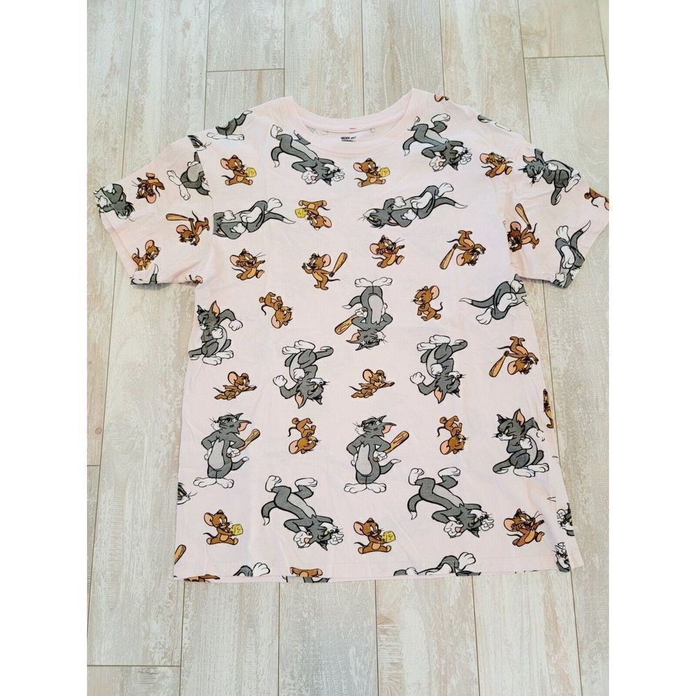 Tom and Jerry M Pink Cartoon Characters T-Shirt SS‎ Cotton Round Neck